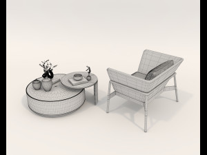 Modern Coffee Table and Armchair 3 3D मॉडल