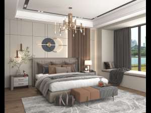 Modern Bedroom Interior Scene 17 3Dモデル