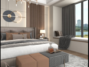 Modern Bedroom Interior Scene 17 3Dモデル