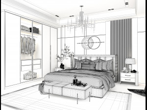 Modern Bedroom Interior Scene 17 3Dモデル