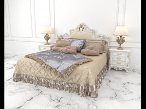 European Style Bed Set 13 3D Model