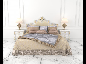 European Style Bed Set 13 Modelo 3D