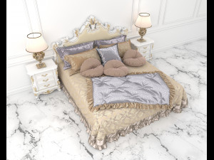 European Style Bed Set 13 Modelo 3D