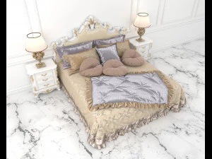 European Style Bed Set 13 3D Model