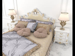European Style Bed Set 13 Modelo 3D
