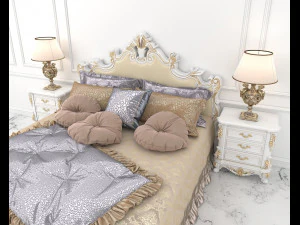 European Style Bed Set 13 3D Model