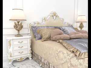 European Style Bed Set 13 Modelo 3D