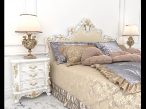 European Style Bed Set 13 3D Model
