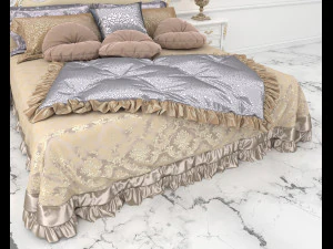 European Style Bed Set 13 3D Model
