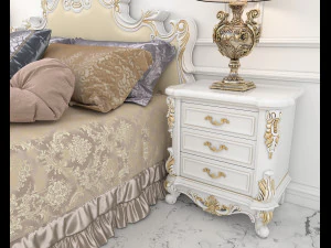 European Style Bed Set 13 3D Model