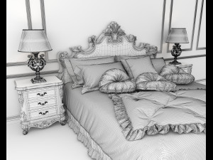 European Style Bed Set 13 Modelo 3D