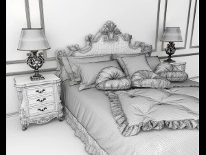 European Style Bed Set 13 3D Model