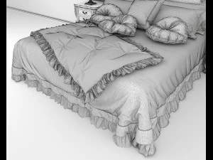 European Style Bed Set 13 3D Model