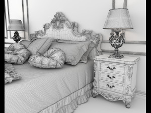 European Style Bed Set 13 Modelo 3D