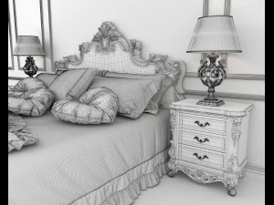 European Style Bed Set 13 3D Model