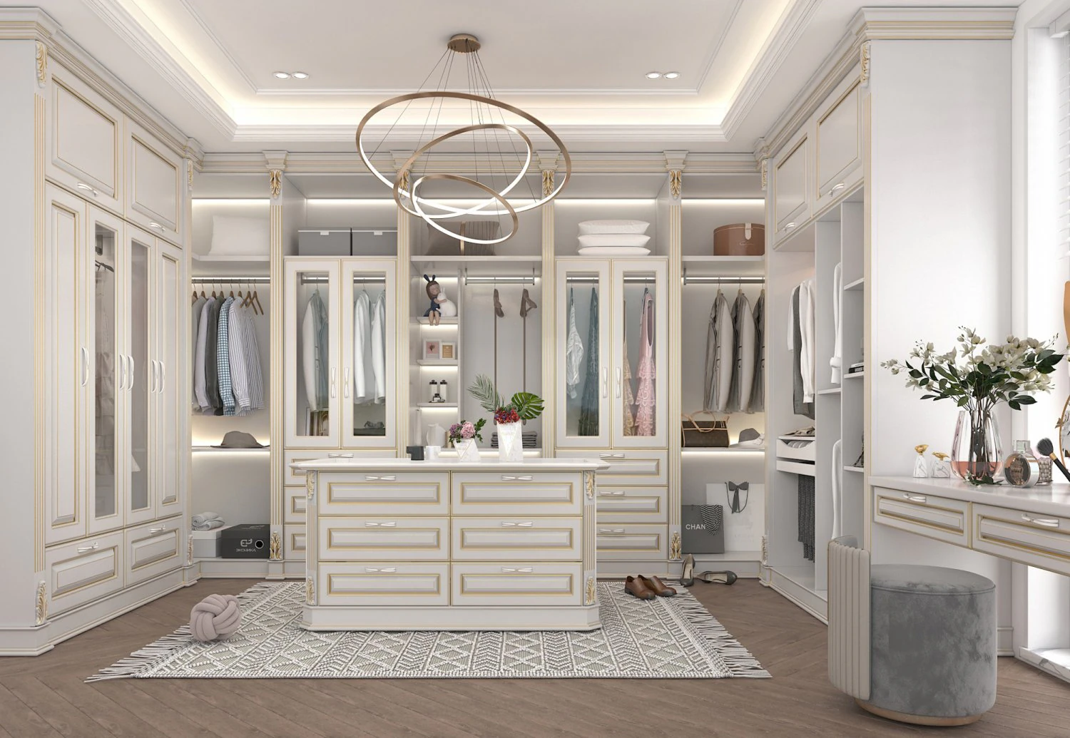 Neoclassical Style Walk-in Closet 3D Model .c4d .max .obj .3ds .fbx .stl .blend 