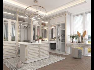 Neoclassical Style Walk-in Closet 3D Model