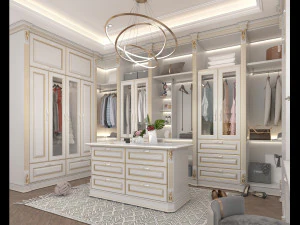 Neoclassical Style Walk-in Closet 3D Model