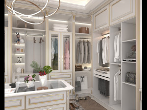 Neoclassical Style Walk-in Closet 3D Модель