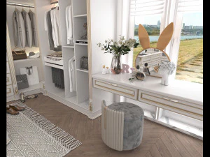 Neoclassical Style Walk-in Closet 3D Model