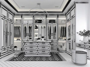 Neoclassical Style Walk-in Closet 3D Model