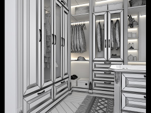 Neoclassical Style Walk-in Closet 3D Модель
