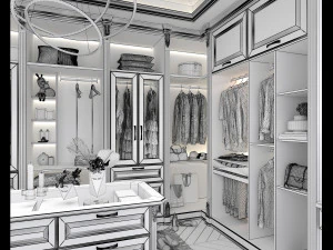 Neoclassical Style Walk-in Closet 3D Model
