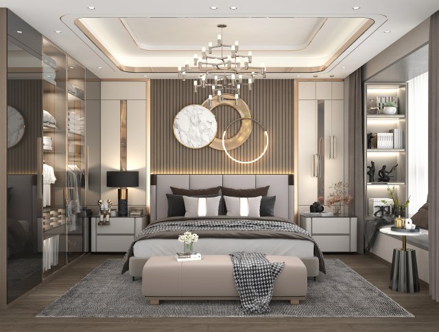 Modern Bedroom Interior Scene 18 Modello 3D .c4d .max .obj .3ds .fbx .stl .blend 