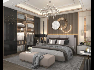 Modern Bedroom Interior Scene 18 3D Model