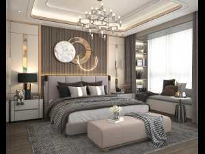 Modern Bedroom Interior Scene 18 3D Model