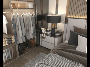 Modern Bedroom Interior Scene 18 3D Model
