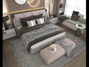 Modern Bedroom Interior Scene 18 3D Model