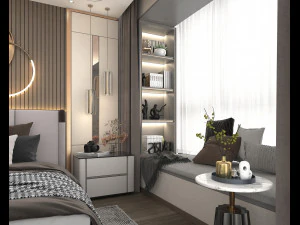 Modern Bedroom Interior Scene 18 3D Model