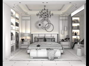 Modern Bedroom Interior Scene 18 Modello 3D