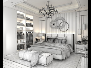 Modern Bedroom Interior Scene 18 Modello 3D