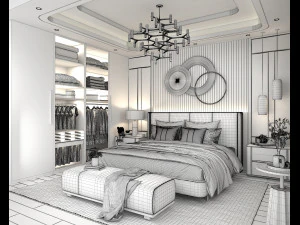 Modern Bedroom Interior Scene 18 3D Model