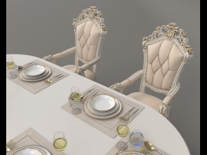 European Style Dining Table and Chairs 11 Modelo 3D