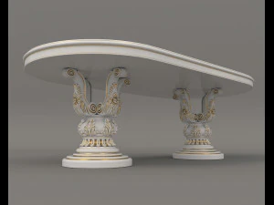 European Style Dining Table and Chairs 11 3D Model