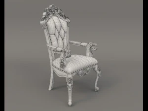 European Style Dining Table and Chairs 11 3D Model