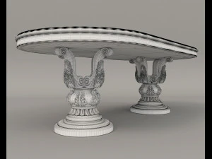 European Style Dining Table and Chairs 11 3D Model