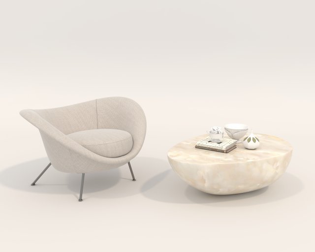 Modern Coffee Table and Armchair 4 Modelo 3D .c4d .max .obj .3ds .fbx .stl .blend