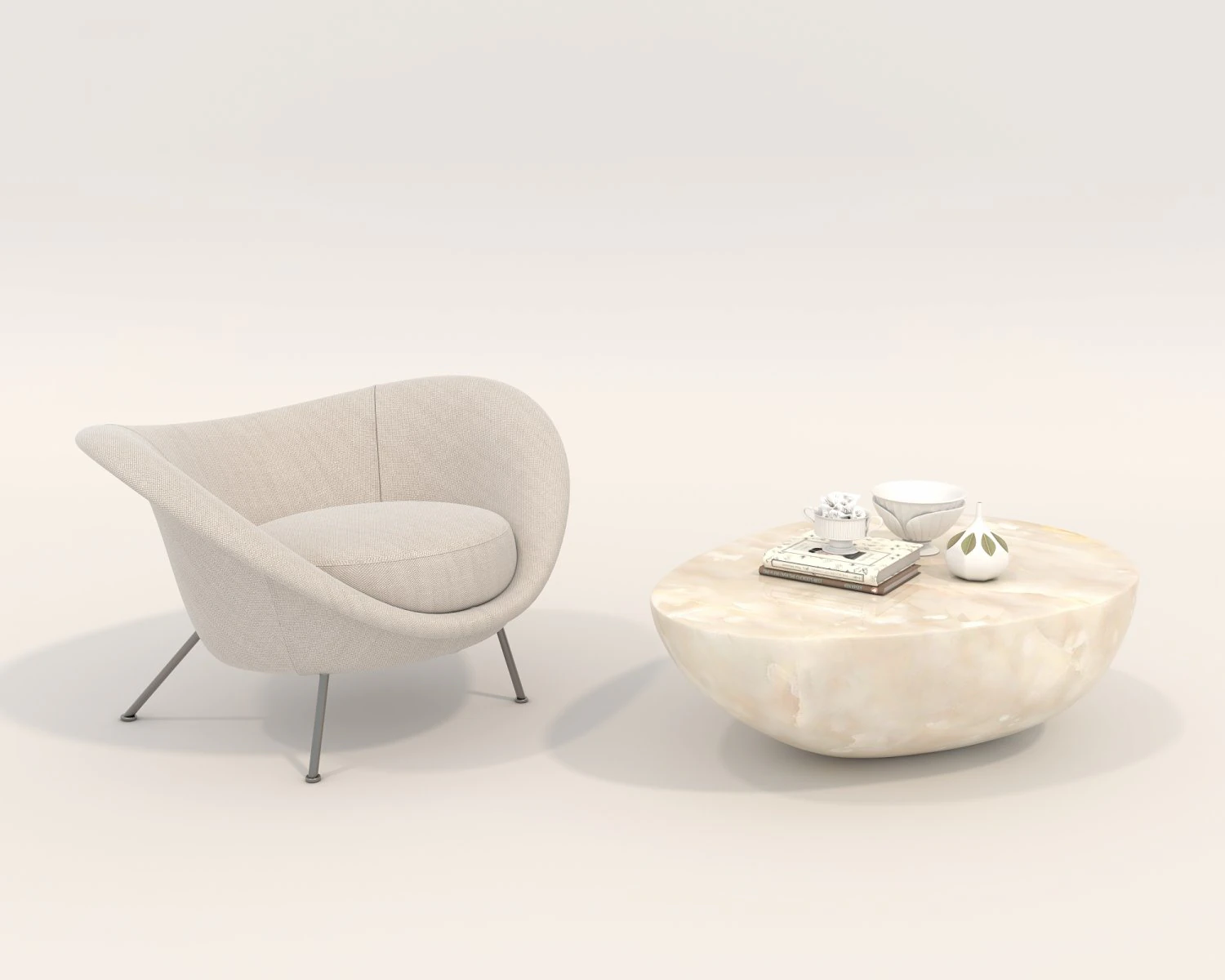 Modern Coffee Table and Armchair 4 3D Model .c4d .max .obj .3ds .fbx .stl .blend 