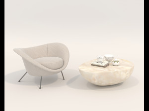 Modern Coffee Table and Armchair 4 3D Model