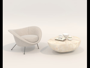 Modern Coffee Table and Armchair 4 3Dモデル