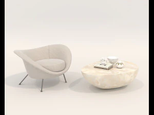 Mesa de centro y sill&oacute;n modernos 4 Modelo 3D