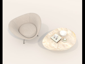 Modern Coffee Table and Armchair 4 Modelo 3D