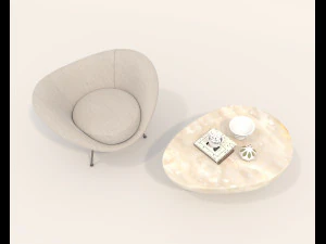 Modern Coffee Table and Armchair 4 3D Model