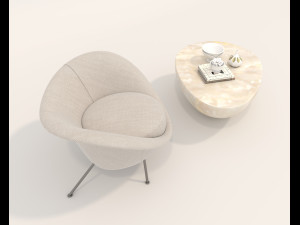 Modern Coffee Table and Armchair 4 Modelo 3D
