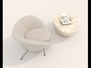 Modern Coffee Table and Armchair 4 3D Model