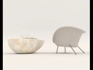 Modern Coffee Table and Armchair 4 3D Model